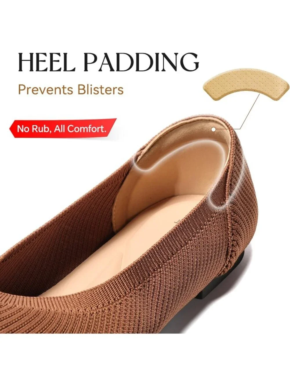 Women's Brown Pointed Toe Comfort Foldable Slip On Dressy Knit Ballet Flat Shoes